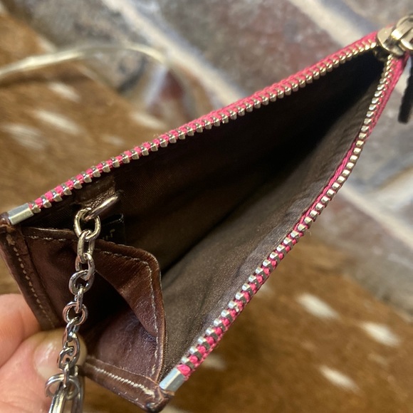 COACH- authentic mini wallet. Pink with keychain. Coach key and card/ID holder - Picture 3 of 3